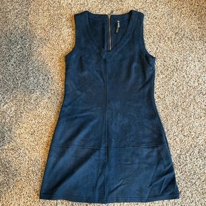 Design lab suede navy mini dress with a v neck line, size small